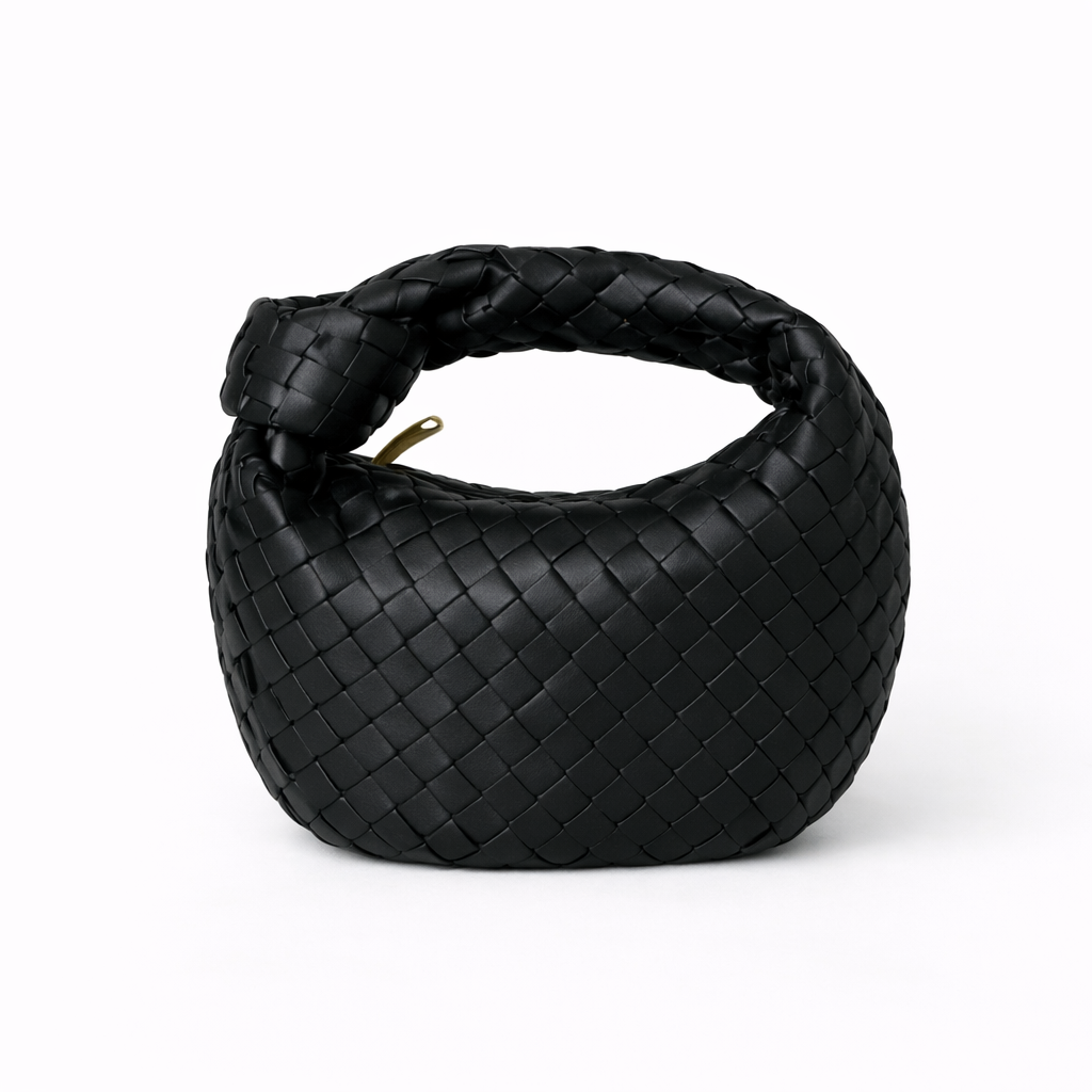 Woven Soft Vegan Leather Knot Handle Bag
