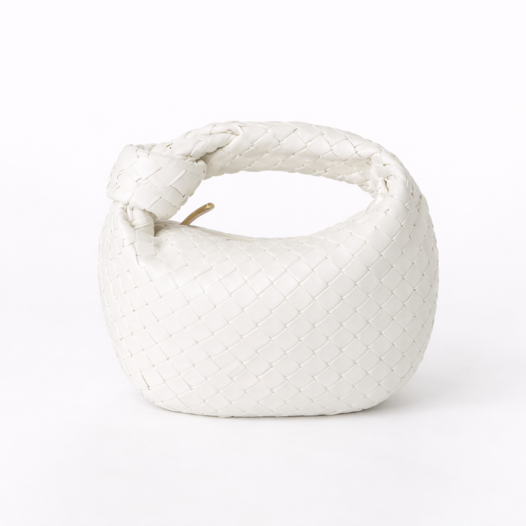 Woven Soft Vegan Leather Knot Handle Bag