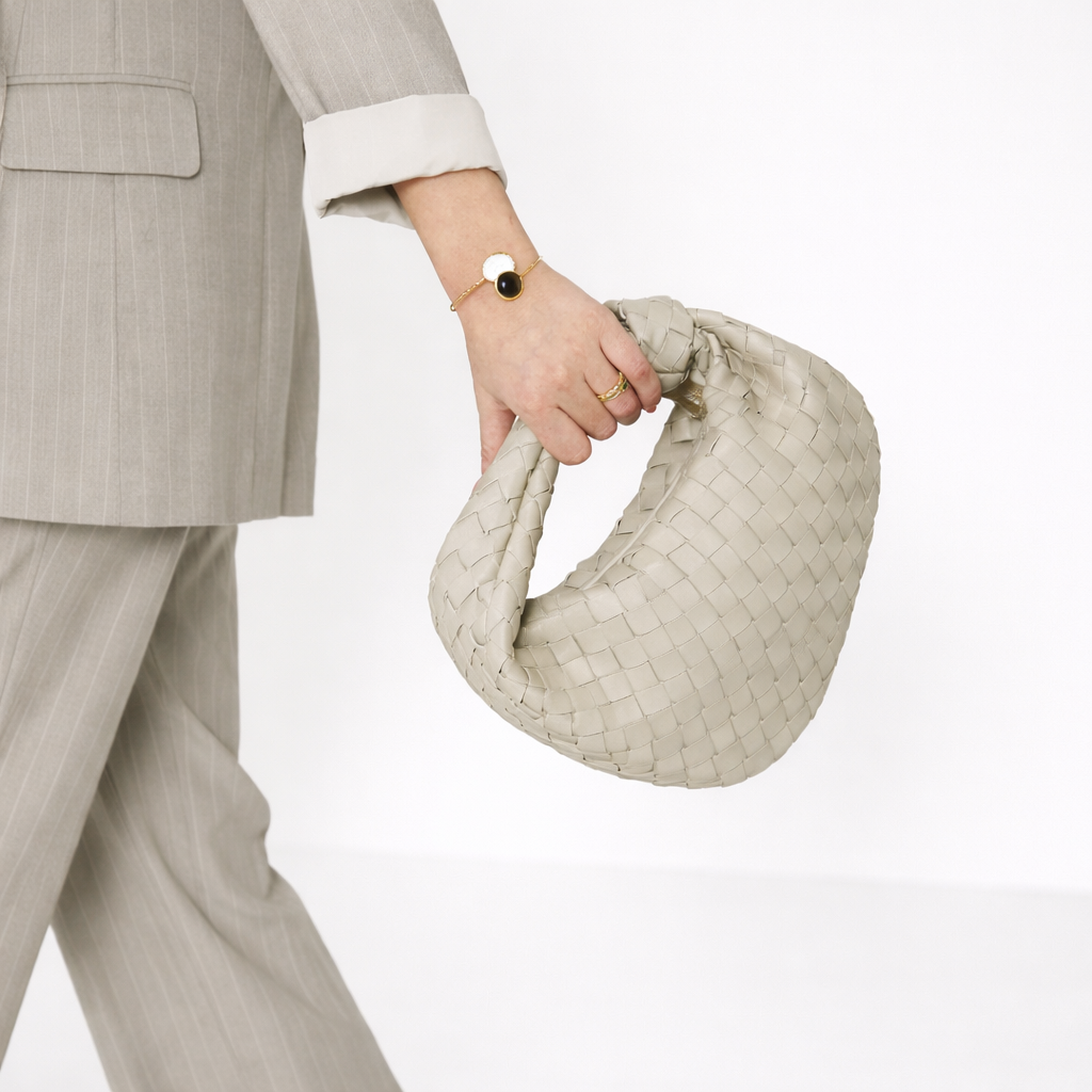 Woven Soft Vegan Leather Knot Handle Bag