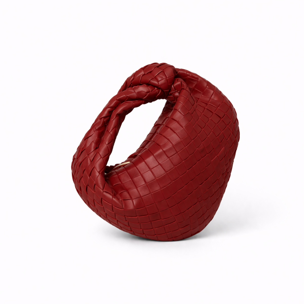 Woven Soft Vegan Leather Knot Handle Bag
