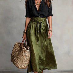 Women's Long Sleeve Top and Midi Skirt Set