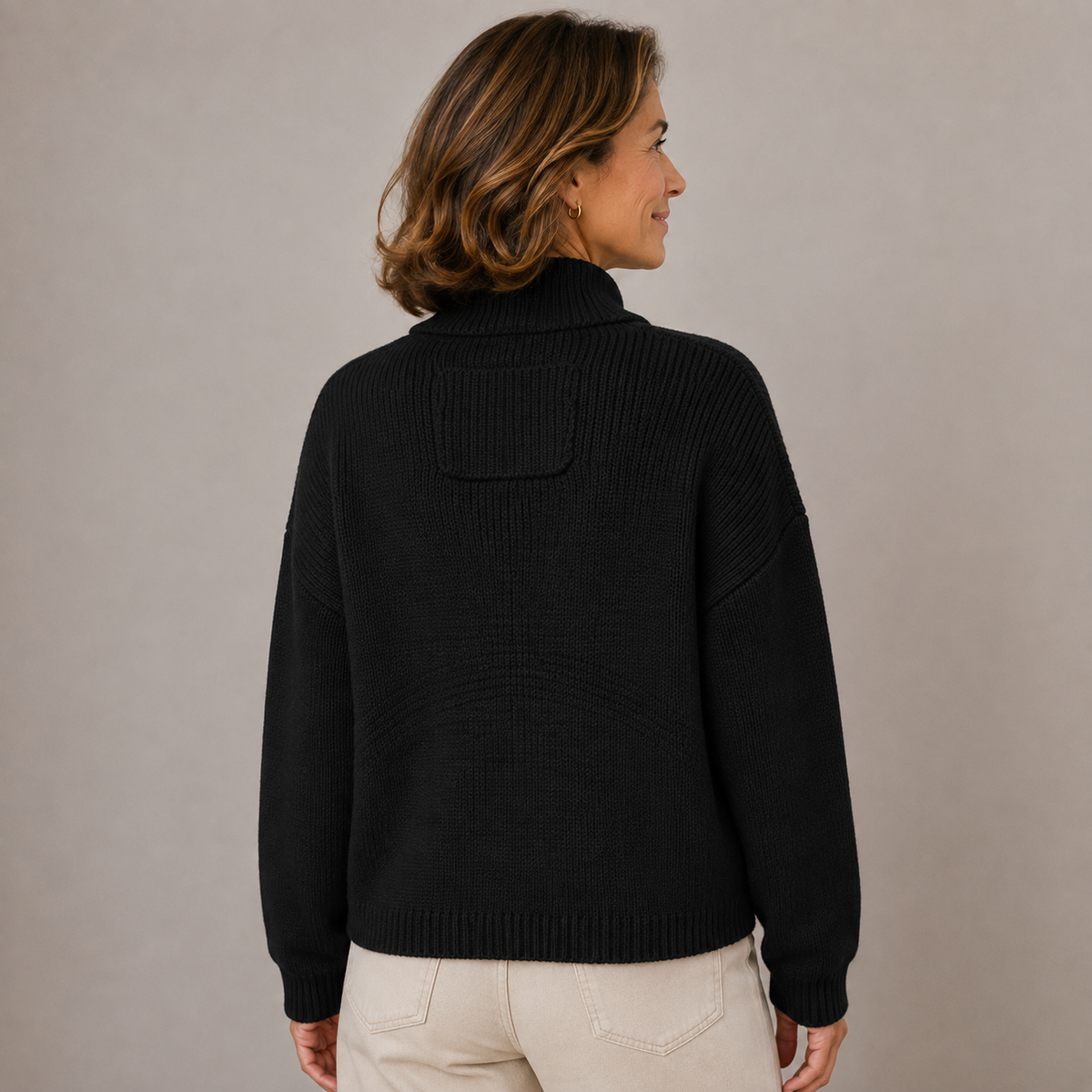 Women’s Stand Collar Button Knit Cardigan – Relaxed Fit
