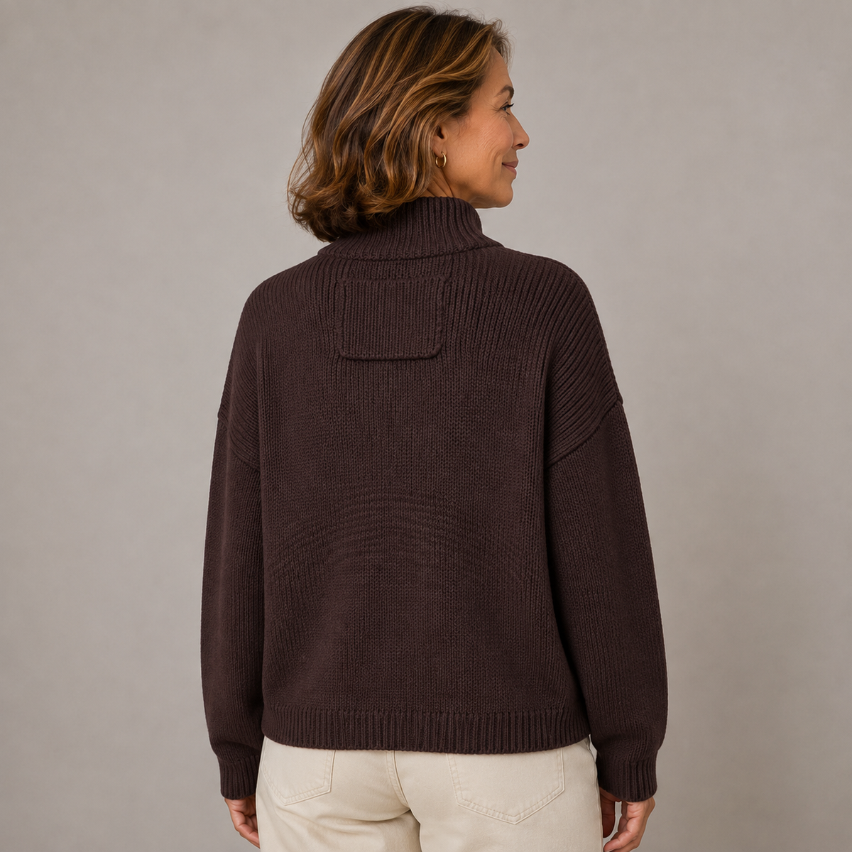 Women’s Stand Collar Button Knit Cardigan – Relaxed Fit