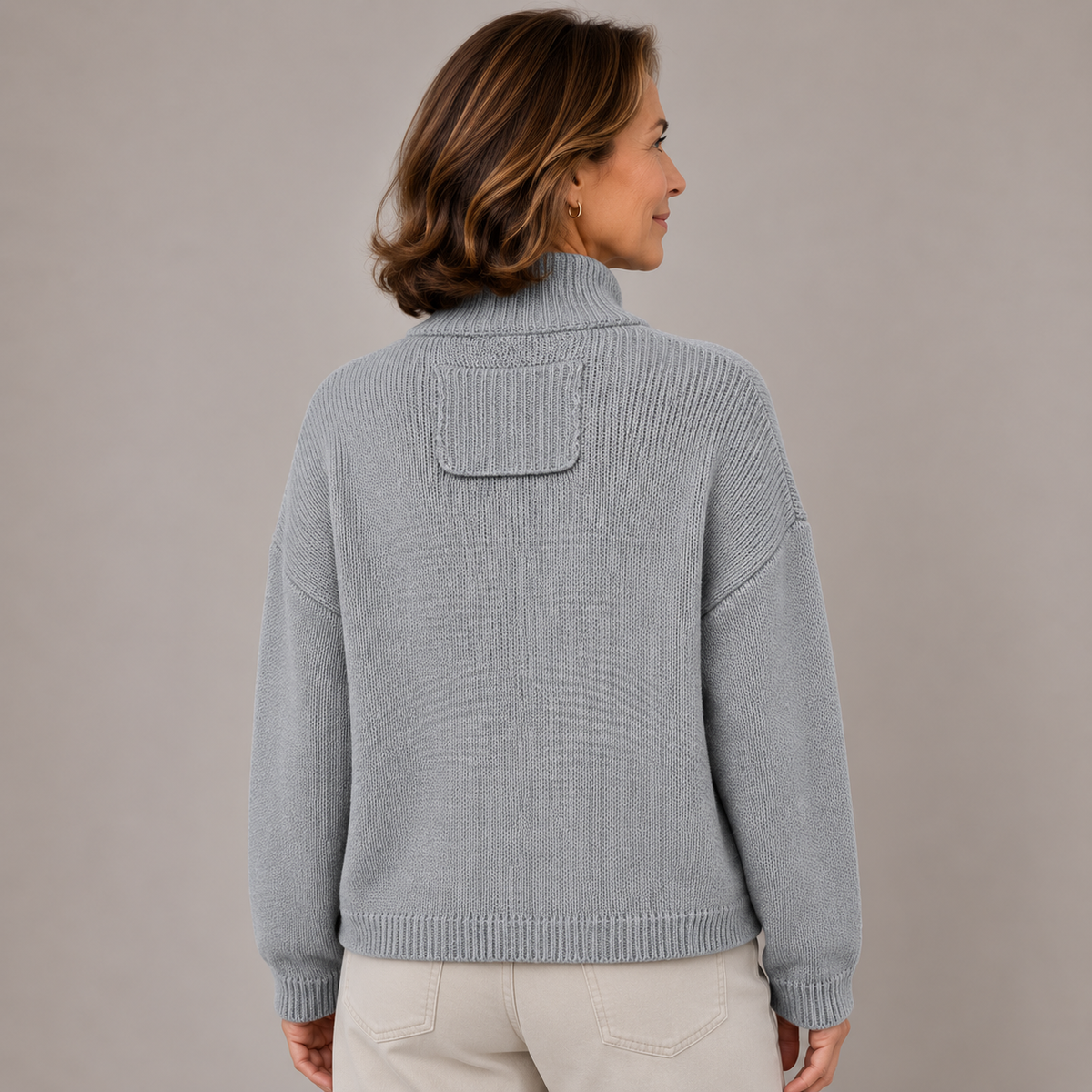 Women’s Stand Collar Button Knit Cardigan – Relaxed Fit