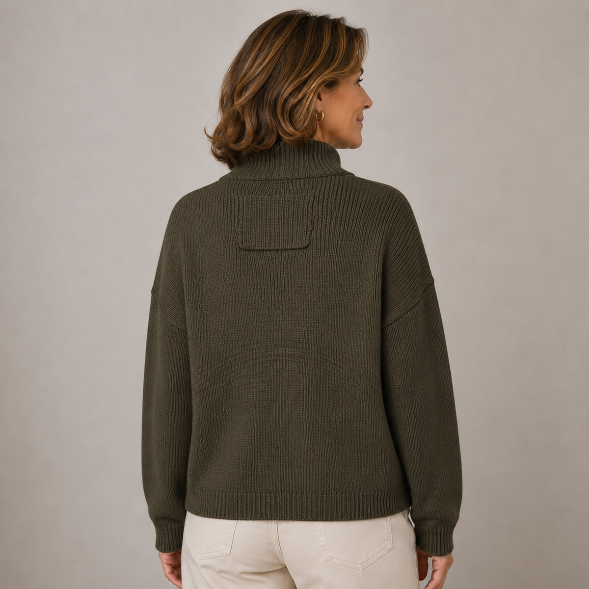 Women’s Stand Collar Button Knit Cardigan – Relaxed Fit