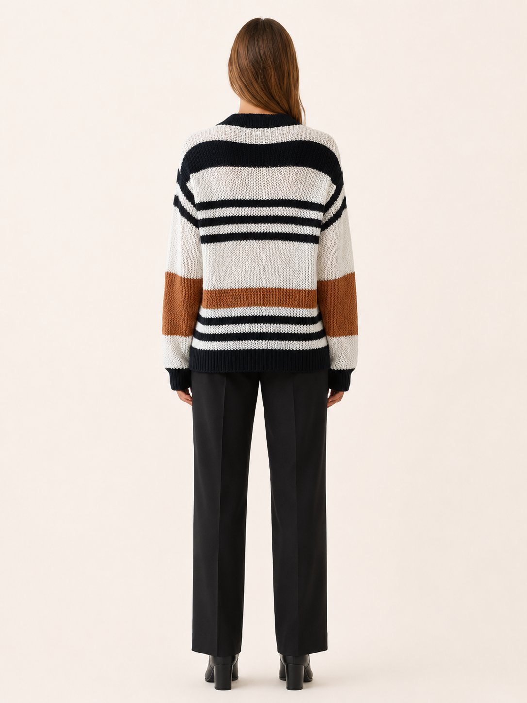 Women's Striped Jumper – Round Neck Relaxed Fit