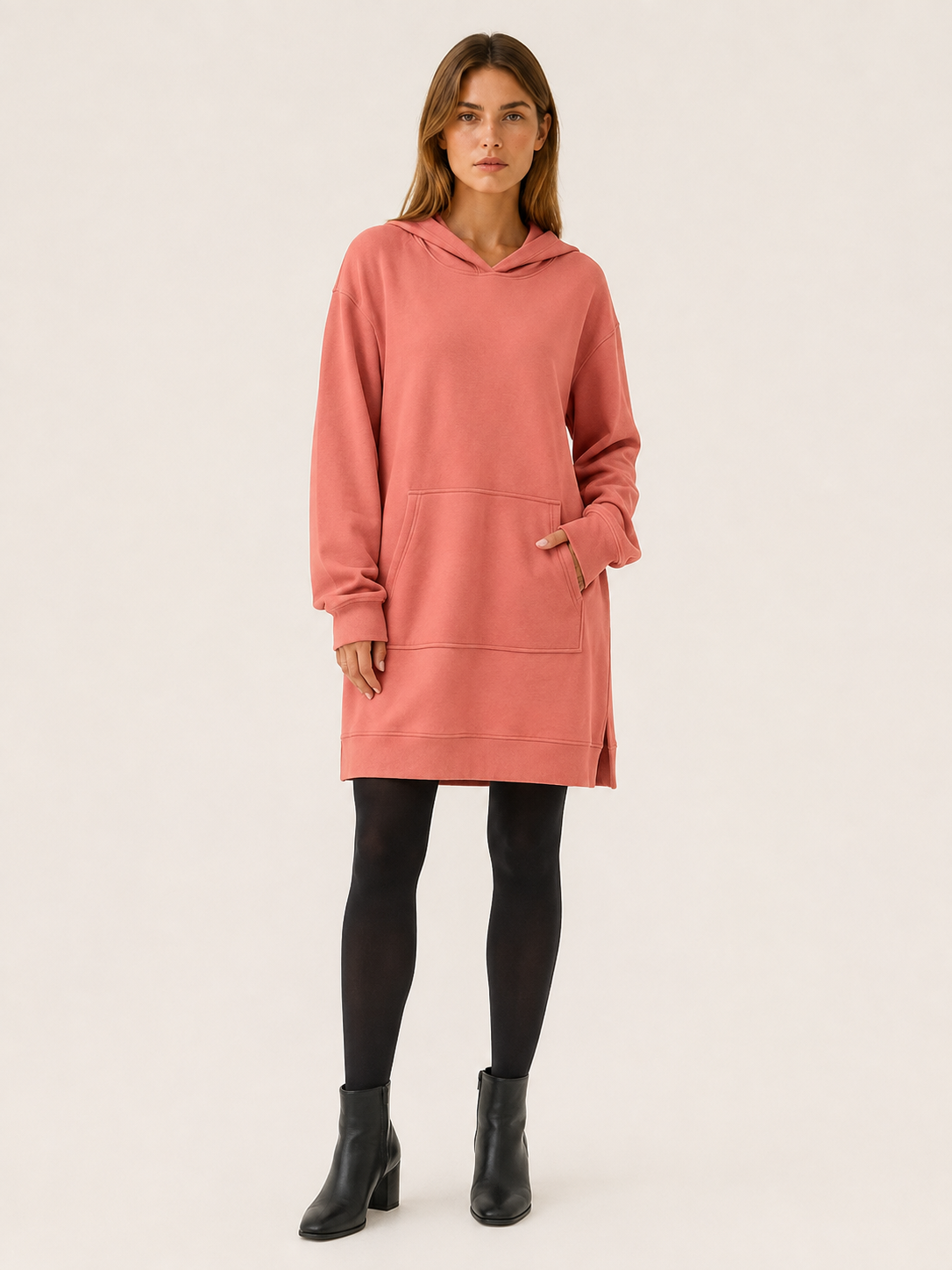 Women’s Hooded Mini Dress – Kangaroo Pocket Relaxed Fit