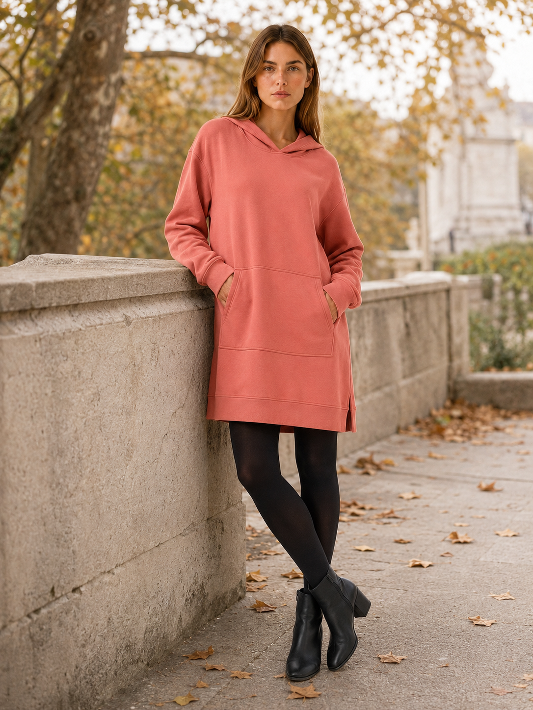 Women’s Hooded Mini Dress – Kangaroo Pocket Relaxed Fit