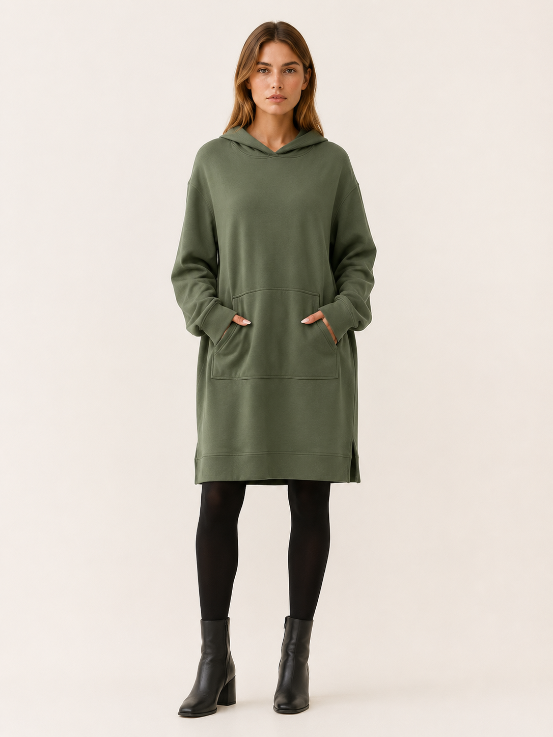 Women’s Hooded Mini Dress – Kangaroo Pocket Relaxed Fit