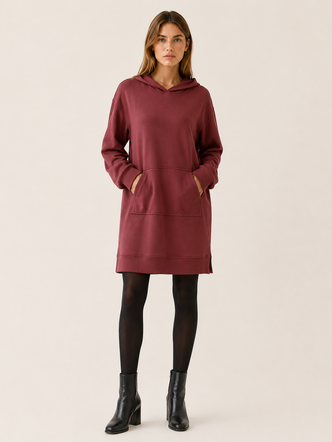 Women’s Hooded Mini Dress – Kangaroo Pocket Relaxed Fit