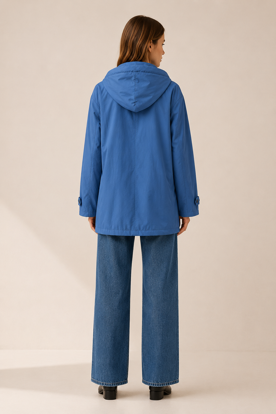 Women’s Longline Hooded Rain Jacket – Lightweight Zip Front