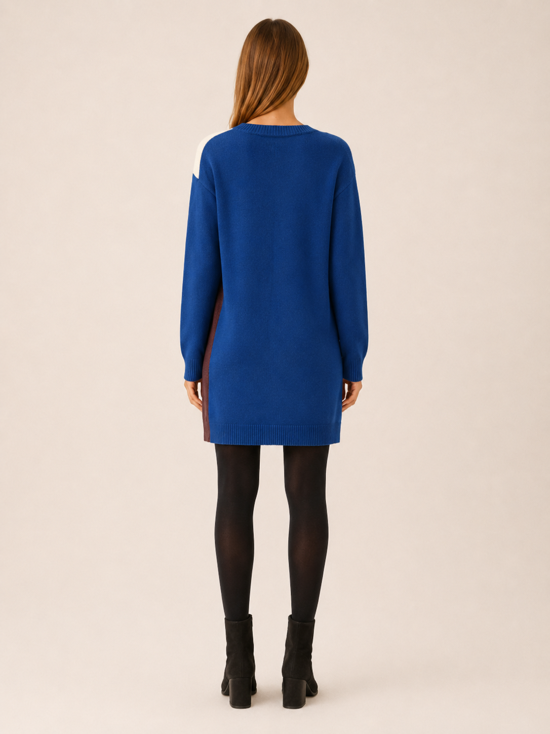 Women’s Jumper Dress – Colour-Block Relaxed Fit Mini Dress