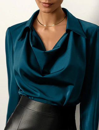 Tessa | Women’s Modern Long Sleeve Satin  Blouse - Image 5