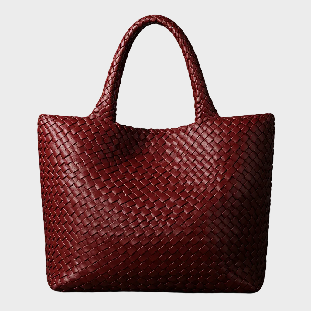 Women's Woven Shoulder Tote Bag – Soft Microfiber Leather