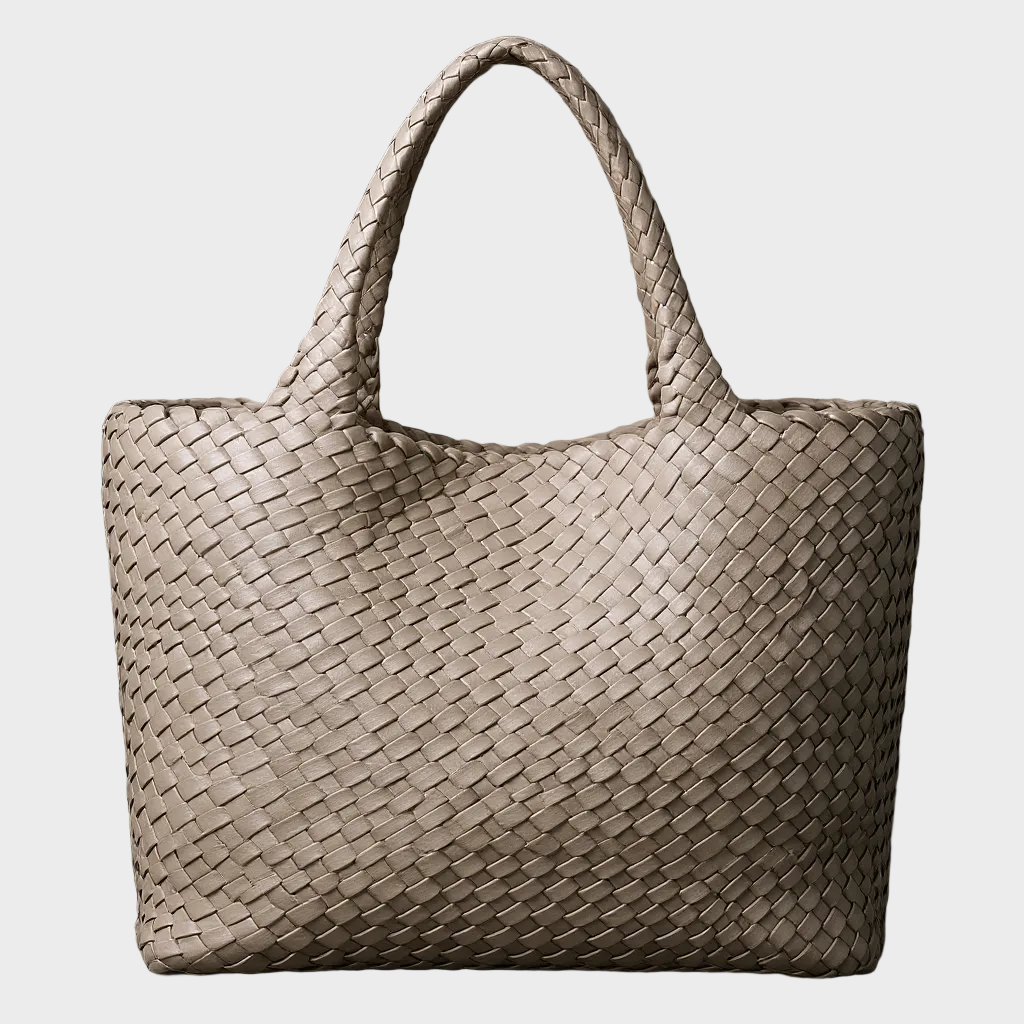 Women's Woven Shoulder Tote Bag – Soft Microfiber Leather