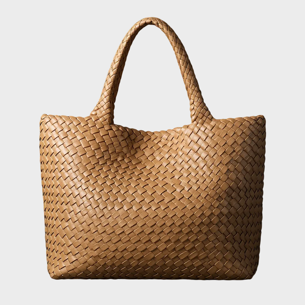 Women's Woven Shoulder Tote Bag – Soft Microfiber Leather