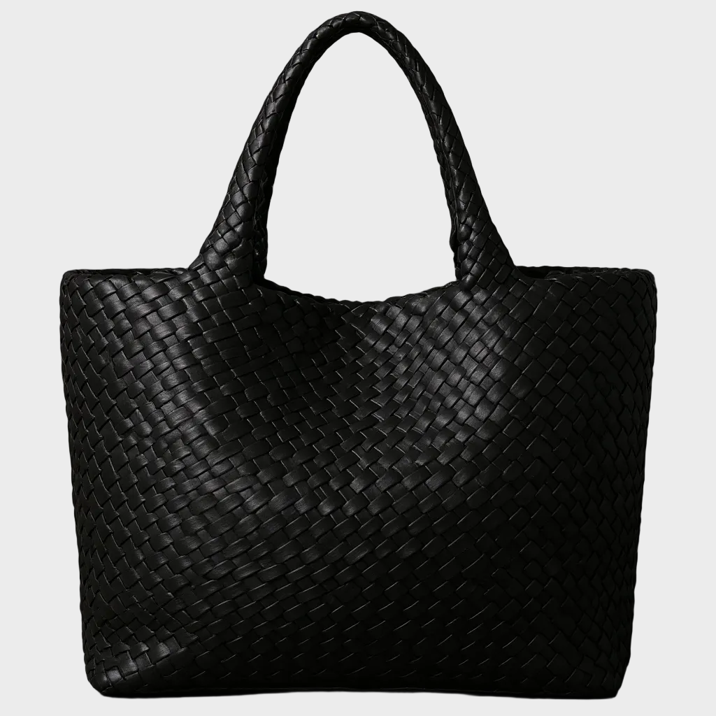 Women's Woven Shoulder Tote Bag – Soft Microfiber Leather
