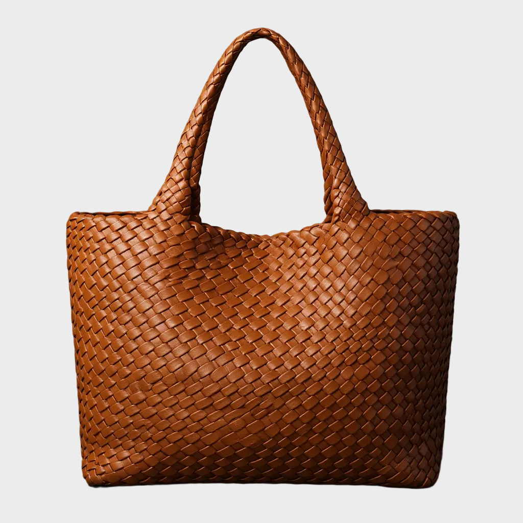 Women's Woven Shoulder Tote Bag – Soft Microfiber Leather