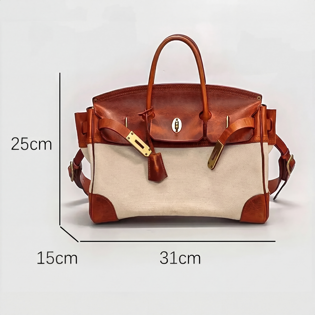 Women's Top Grain Leather & Canvas Weekend Bag