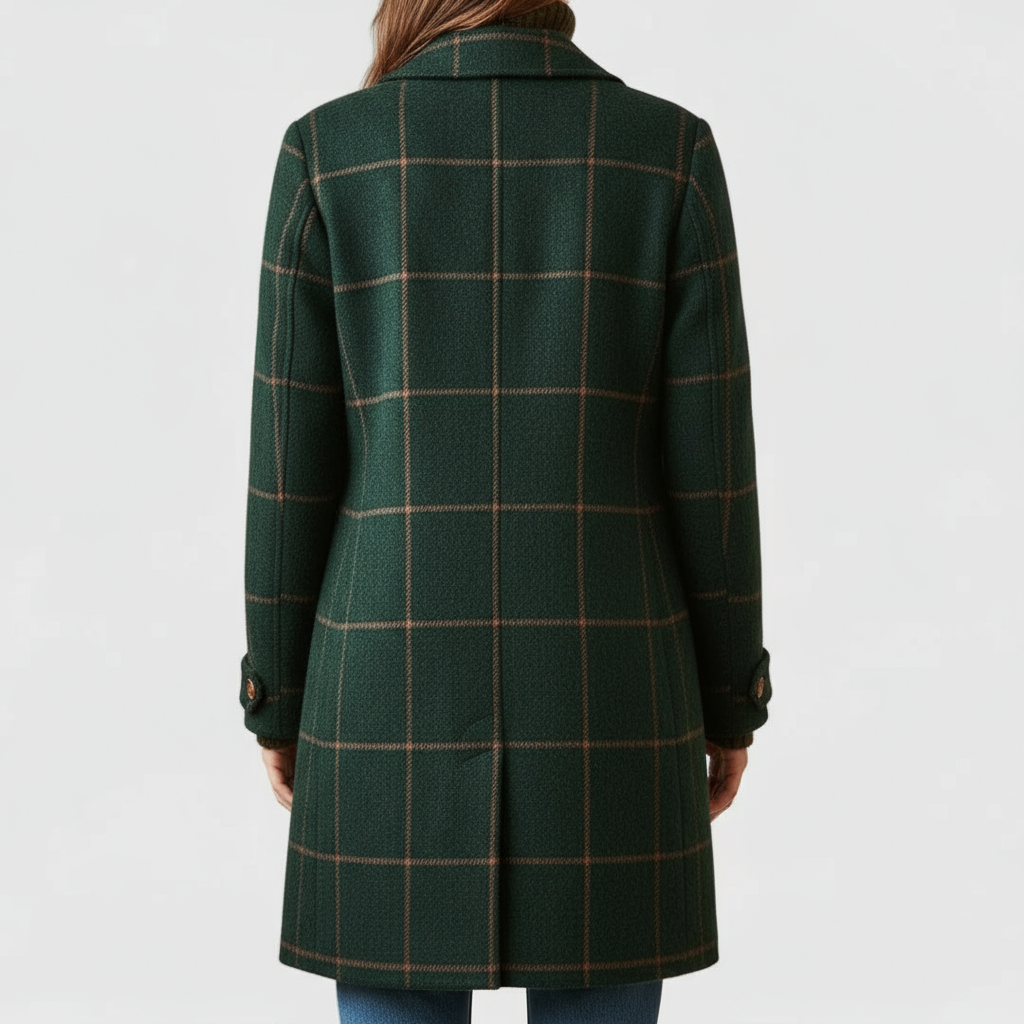 Women’s Tailored Check Coat – Lapel Collar