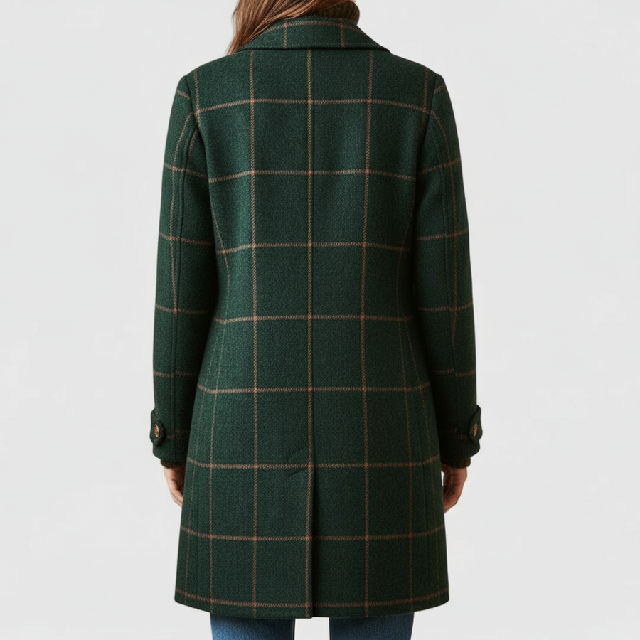 Women’s Tailored Check Coat – Lapel Collar
