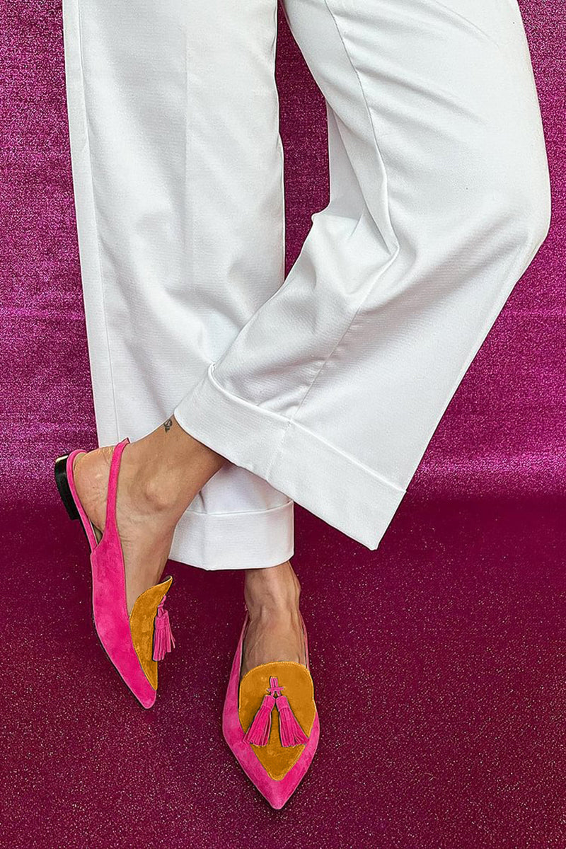 Women's Fringe Ballerina Flats with Ankle Strap