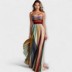 Avery | Pleated Rainbow Strapless Dress - Image 1