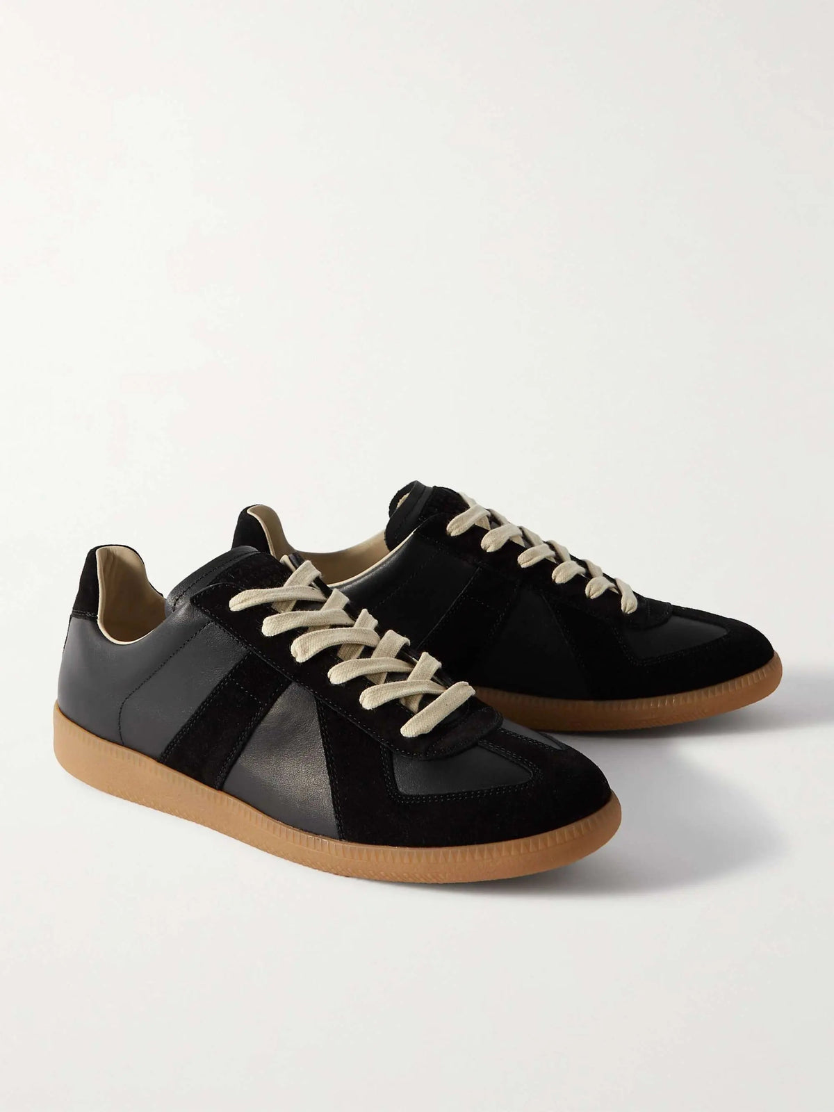 GATS | Black Leather & Suede Casual Sneakers With Gum Sole