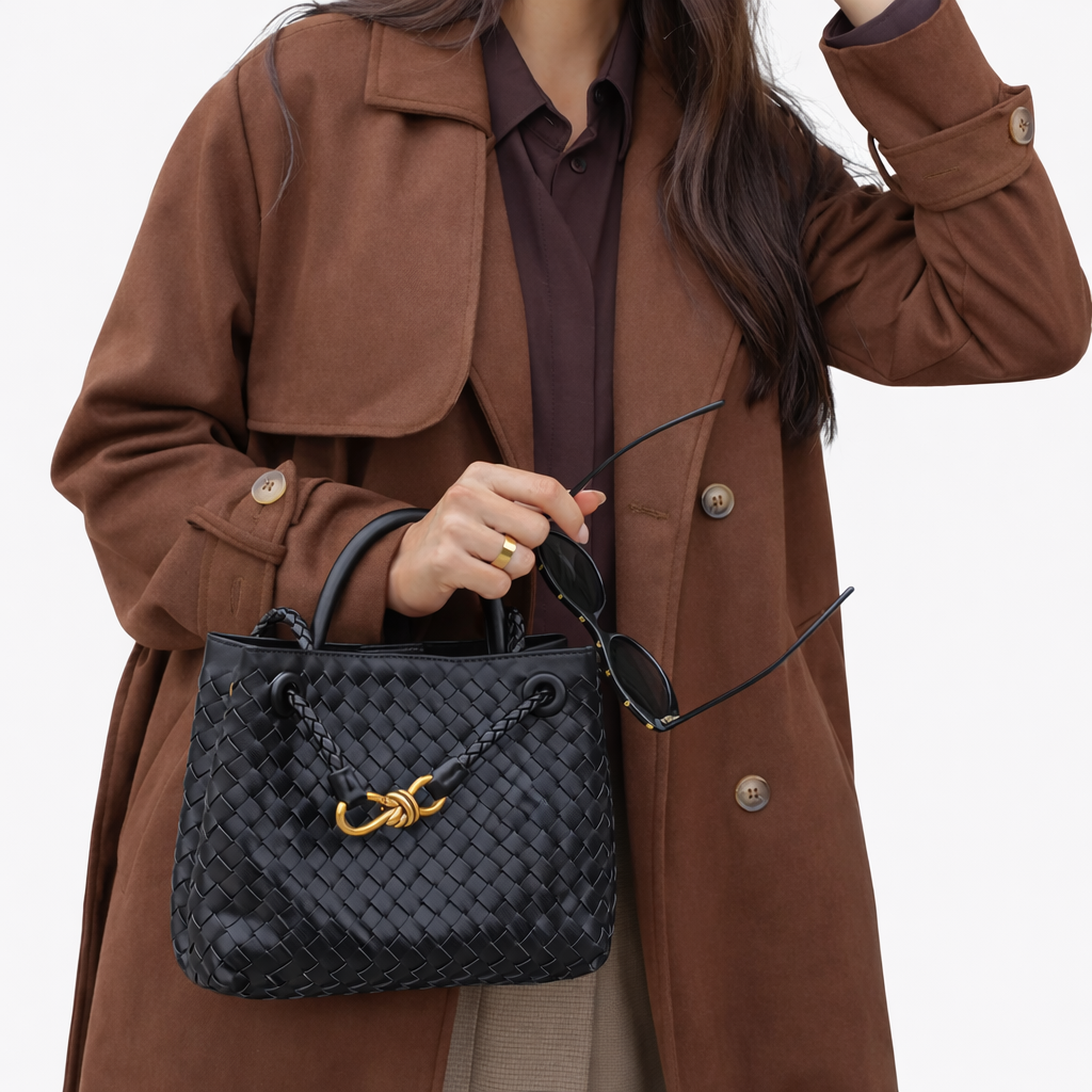 Woven Vegan Leather Hand Bag